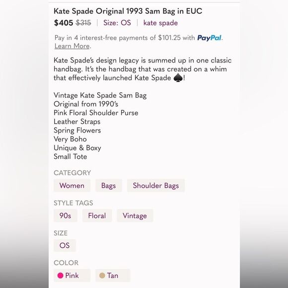 3x HOST PICK Kate Spade Original 1993 Sam Bag in EUC - Picture 7 of 7